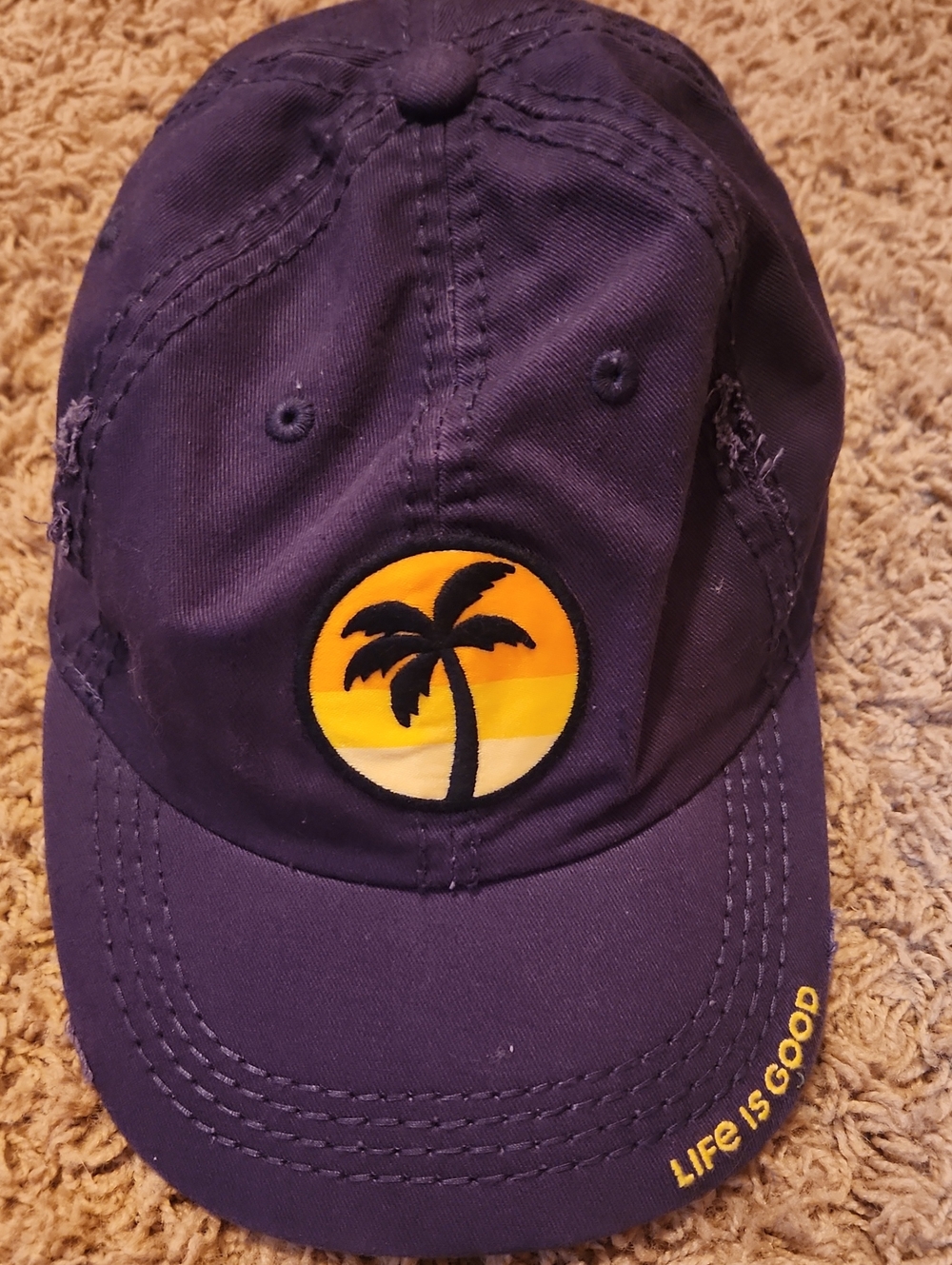 Life Is Good Navy Blue Womans Hat With Tropical Design